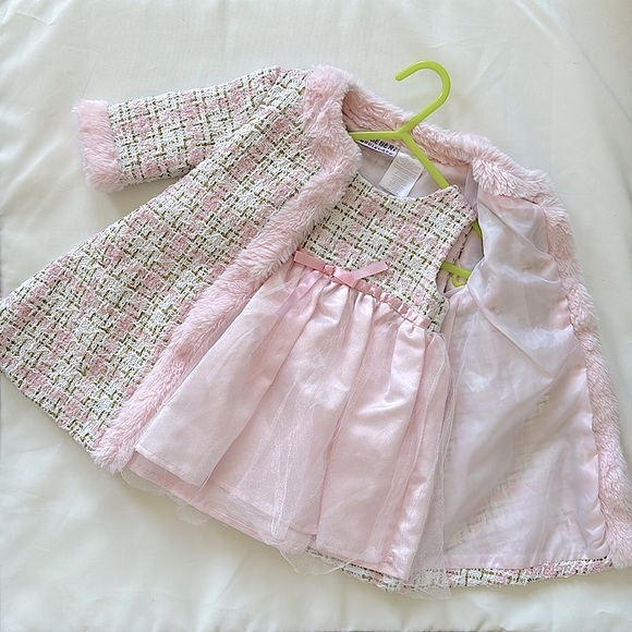 Dress for baby girl 6-12 months. Pink color. Worn just once for photoshoot. - Picture 1 of 3